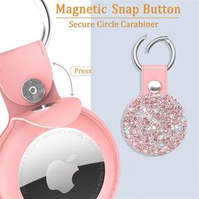 img 2 attached to Stylish Leather Airtag Case: Sparkly Keychain Holder with Rhinestone for Apple AirTag - Find Your Airtags Easily!