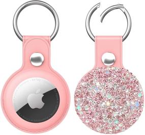 img 4 attached to Stylish Leather Airtag Case: Sparkly Keychain Holder with Rhinestone for Apple AirTag - Find Your Airtags Easily!