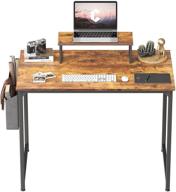 🖥️ cubiker small computer desk for home office with storage bag, 32 inch writing desk for students and study, rustic brown logo