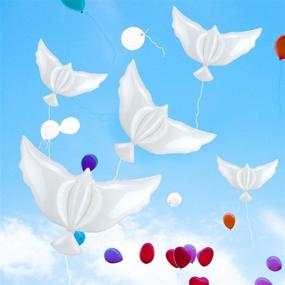 img 3 attached to 🕊️ White Peace Dove Balloons Set of 16 - Memorial Pigeon Bird Shaped Balloons for Ceremonies, Wedding & Funeral Decorations, Birthday & Engagement Party Supplies