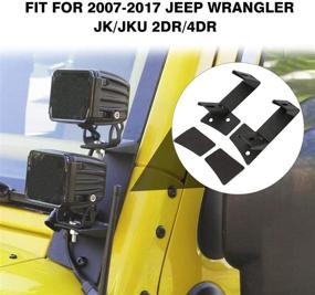 img 2 attached to Кронштейны для света Partol Dual A-Pillar - Улучшите свой Jeep Wrangler JK/JKU с помощью двух нижних фар-фонарей LED на лобовом стекле (1 пара, черные)