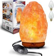 himalayan pink salt lamp, 7-9 lbs, handmade natural salt rock lamp with dimmer switch, wood base, etl certified, night light, home decor, includes extra bulb, 7"-9" height логотип