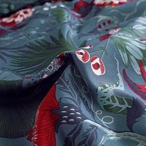 img 2 attached to 🛏️ Набор постельного белья Boho Floral Bird Leaves размера Queen - темно-синее одеяло с застежкой-молнией - роскошное одеяло из микрофибры - обратимая полосатая - размер Queen 90X90