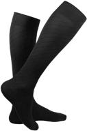 🧦 truform travel compression socks: knee-high over calf, 15-20mmhg, black (medium) - for men and women логотип