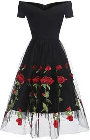 img 3 attached to Aofur Vintage Embroidered Rockabilly Black_Long