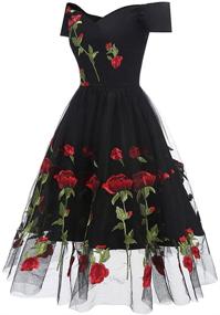 img 2 attached to Aofur Vintage Embroidered Rockabilly Black_Long