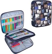 🐱 teamoy organizer case for interchangeable circular knitting needles, crochet hooks, and knitting accessories | all-in-one storage solution | easy to carry | cats blue (accessories not included) logo