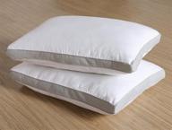 vcny home mia collection: gusseted sleeping pillow, 🛏️ extra comfort for side and back sleepers (2-pack, white) logo