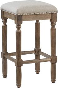 img 3 attached to 🪑 2-Pack Weathered Oak Finish Ball & Cast Upholstered Counter Height Barstool Counter Stool – 26" H