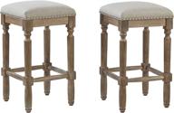 🪑 2-pack weathered oak finish ball & cast upholstered counter height barstool counter stool – 26" h logo