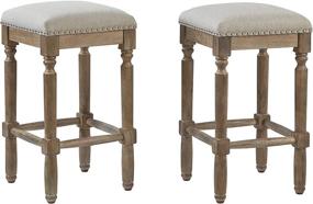 img 4 attached to 🪑 2-Pack Weathered Oak Finish Ball & Cast Upholstered Counter Height Barstool Counter Stool – 26" H