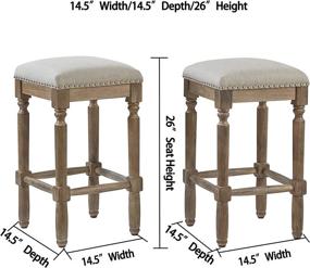 img 1 attached to 🪑 2-Pack Weathered Oak Finish Ball & Cast Upholstered Counter Height Barstool Counter Stool – 26" H