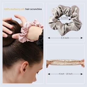 img 1 attached to 🎀 ZIMASILK Natural Mulberry Silk Hair Scrunchies: Gentle & No Hurt Elastic Hair Bands for Women & Girls - Ideal for Ponytails (3 Pack, Taupe)