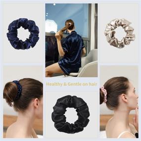 img 3 attached to 🎀 ZIMASILK Natural Mulberry Silk Hair Scrunchies: Gentle & No Hurt Elastic Hair Bands for Women & Girls - Ideal for Ponytails (3 Pack, Taupe)