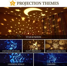 img 3 attached to OneFire Night Lights for Kids Room, 360° Rotating Star Night Light Projector, 12 Light Modes Night Light Projector for Kids, 6 Slides Star Projector Night Light for Kids Night Lights for Bedroom, USB-Powered