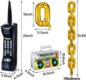 img 2 attached to Вечеринка в стиле с 22-частным надувным радио-бумбоксом, мобильным телефоном и воздушными шариками в виде золотых фольгированных цепочек: отличные декорации в стиле хип-хоп 80-х-90-х для дней рождения, свадеб и выпускных.