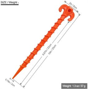 img 3 attached to 🥼 Premium Canopy Stakes: Heavy Duty Screw Shape Tent Pegs, 10”, Yellow/Orange - Available in 4/8/10 Pack for Beach Tents