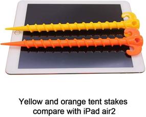 img 2 attached to 🥼 Premium Canopy Stakes: Heavy Duty Screw Shape Tent Pegs, 10”, Yellow/Orange - Available in 4/8/10 Pack for Beach Tents