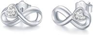 🎁 sterling silver infinity symbol stud earrings with zircon gemstones - perfect christmas jewelry gift for women and girls logo