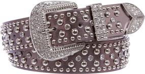 img 2 attached to 💎 Sparkling Western Rhinestone & Studded Leather Belt: Add Glamour to Your Outfit