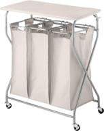 tan whitmor easy-lift 🧺 w triple folding laundry sorter table логотип