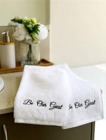 img 3 attached to 🛁 Be Our Guest Embroidered White Hand Towels for Bathroom - Set of 2 - 100% Cotton - Extra Absorbent - 14x30 Inches - Gifts for Bathroom Decor - With Gift Box Included