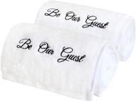 🛁 be our guest embroidered white hand towels for bathroom - set of 2 - 100% cotton - extra absorbent - 14x30 inches - gifts for bathroom decor - with gift box included logo