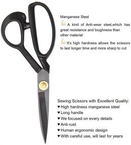 img 2 attached to ✂️ Black Blade Manganese Steel Sewing Scissors - Ergonomic Design, 8.4 inch Dressmaking Shears