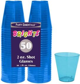 img 1 attached to 🥃 Vibrant Neon Blue Shot Glasses - 50 Count, Party Essentials, Hard Plastic, 2-Ounce Shooter Glasses