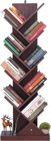 img 4 attached to Rustic 9-Tier Tree Bookshelf: Sturdy Display Rack for Small Spaces - Living Room, Bedroom, Office Organizer