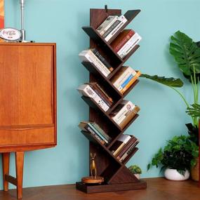 img 2 attached to Rustic 9-Tier Tree Bookshelf: Sturdy Display Rack for Small Spaces - Living Room, Bedroom, Office Organizer