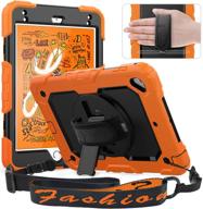 📱 ipad mini 5th generation case - heavy duty timecity protective cover with screen kickstand, hand strap, shoulder strap, and pencil holder - orange logo