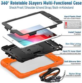 img 2 attached to 📱 iPad Mini 5th Generation Case - Heavy Duty Timecity Protective Cover with Screen Kickstand, Hand Strap, Shoulder Strap, and Pencil Holder - Orange