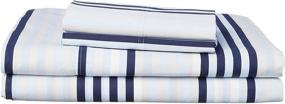 img 4 attached to 🌊 Stylish Tommy Hilfiger Ocean Stripe Sheet Set for Queen Beds