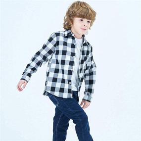 img 2 attached to Yinggeli Little Sleeve Button Flannel Boys' Clothing