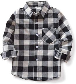 img 4 attached to Yinggeli Little Sleeve Button Flannel Boys' Clothing