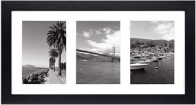 img 4 attached to 🖼️ Golden State Art, 9x18 Black Wood Frame with White Mat for Three 5x7 Pictures - Sawtooth Hangers, Swivel Tabs - Wall Mounting in Landscape/Portrait - Real Glass Collage Frame