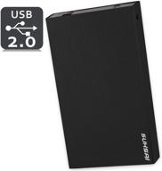 suhsai 320 gb external hard drive: portable usb 2.0 backup drive for mac, pc, laptop, smart tv - black logo