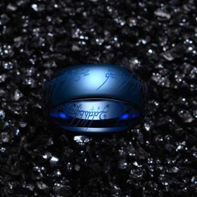 img 2 attached to Зоэски мужское кольцо из вольфрама карбида 6мм 8мм - синяя полоса вдохновленная "Властелином Колец" с удобной посадкой и лазерной гравировкой