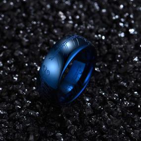 img 3 attached to Zoesky Men's 6mm 8mm Tungsten Carbide Ring - Lord of The Rings Inspired Blue Band with Comfort Fit and Laser Etched Design