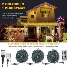 img 3 attached to 🎄 KAZOKU LED Christmas Lights Outdoor - 2 in 1 Warm and Multi Color 380 LED String Lights for Indoor Outdoor Decor 10M/40ft 11 Mode Christmas Tree Lights Waterproof Lights for Home Wedding Party