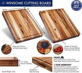 img 3 attached to 🌲 Sustainable Acacia Wood Cutting Board with Juice Groove and Sorting Compartment - Sonder Los Angeles (16x12x1.5 in) - Gift Box Included