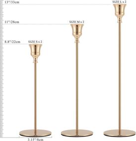 img 3 attached to Rozrety Gold Candlestick Holders - Set of 6 | Modern Decorative Table Decor for Weddings, Dinners, Parties | Taper Candle Holder | Candles not Included