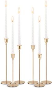 img 4 attached to Rozrety Gold Candlestick Holders - Set of 6 | Modern Decorative Table Decor for Weddings, Dinners, Parties | Taper Candle Holder | Candles not Included