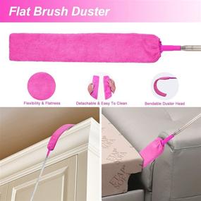 img 1 attached to 14-Piece Pink CALBEAU Microfiber Feather Duster Set with 100-Inch Extension Pole - Bendable, Washable, and Perfect for Cleaning High Ceiling, Fan, Blinds, Windows, Furniture, and Cars! Great Cleaning Tools Gift for Women!