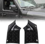 🚗 jecar cowl body armor outer corner guards: premium exterior accessories for 2018-2021 jeep wrangler jl jlu sport sahara rubicon &amp; 2020 jeep gladiator jt, stylish in black logo