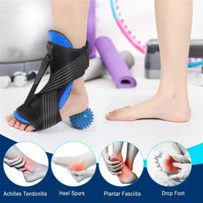 img 1 attached to Enhanced 2021 Plantar Fasciitis Night Splint: Adjustable Relief Brace for Women Men, Blue Foot Drop Support, Night Splints for Plantar Fasciitis