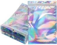 50 count holographic foil ziplock bags 6x9 inch – 🌈 resealable mylar sample pouches for candy, jewelry, lash, and lip gloss packaging logo