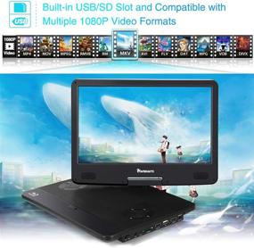 img 3 attached to 📺 NAVISKAUTO 14" Portable Blu-Ray DVD Player - Full HD 1920X1080 Large Screen, Long 4000mAh Rechargeable Battery, HDMI Input/Output, USB/SD Card Reader, MP4 Video Playback (Includes HDMI Cable)