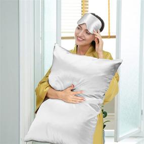 img 1 attached to 🛍️ Premium Silk Pillowcase for Hair and Skin | Hidden Zipper, 22 Momme, 600 Thread Count Mulberry Silk | Soft, Breathable, and Smooth | Both Sided Silk Pillow Cover (Silver Grey, Standard Size 20''×26'', 1 Piece)